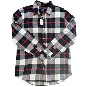 GAP Men’s Flannel Black, Red and White Size Large